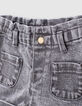 Shorts jean orgánicos gris claro tiras étnicas bebé niña -2