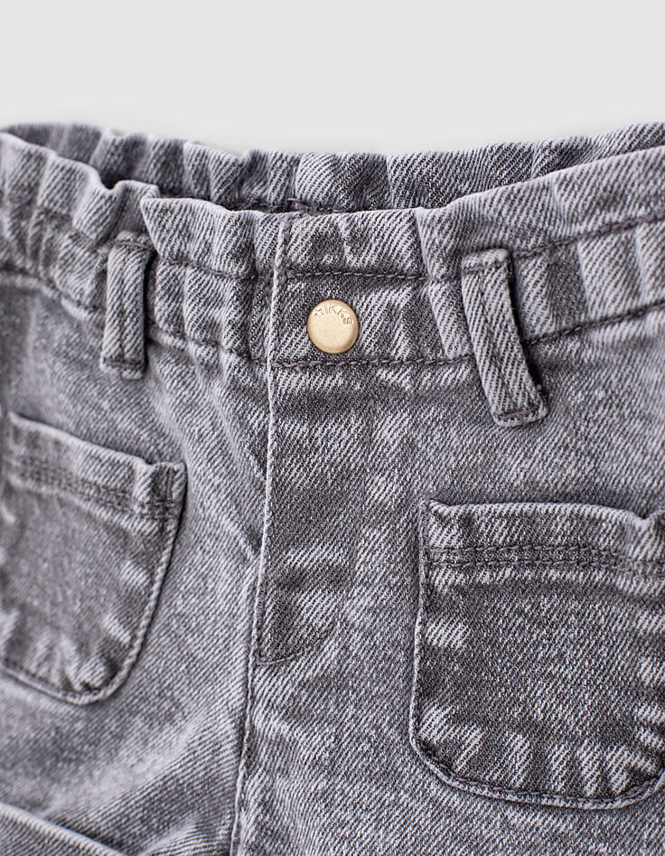 Shorts jean orgánicos gris claro tiras étnicas bebé niña -2 Shorts jean orgánicos gris claro tiras étnicas bebé niña -2