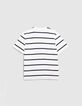Camiseta blanca algodón orgánico logo WAY rayas niño-3