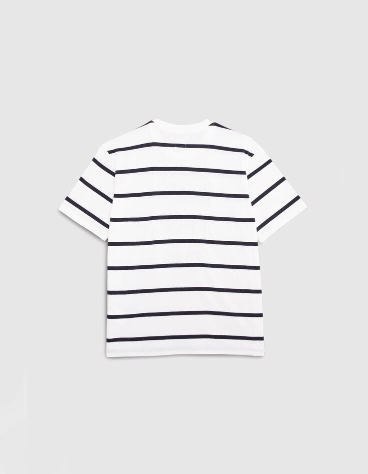 Camiseta blanca algodón orgánico logo WAY rayas niño-3