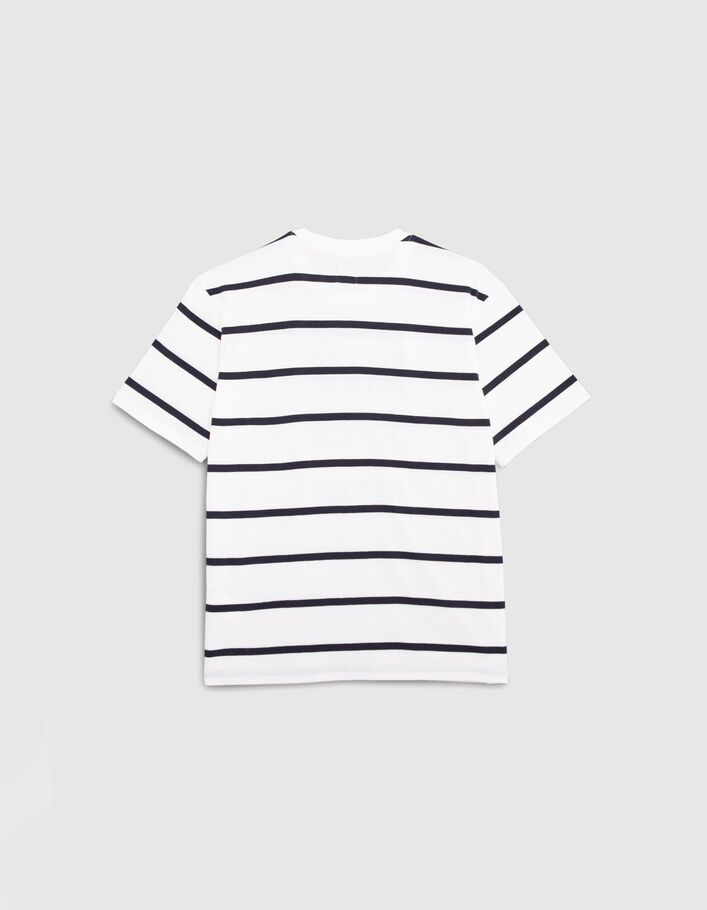 Weißes Jungen-T-Shirt, Biobaumwolle, WAY-Logo und Streifen - IKKS
