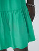 Groene jurk V-hals met volant Dames-4