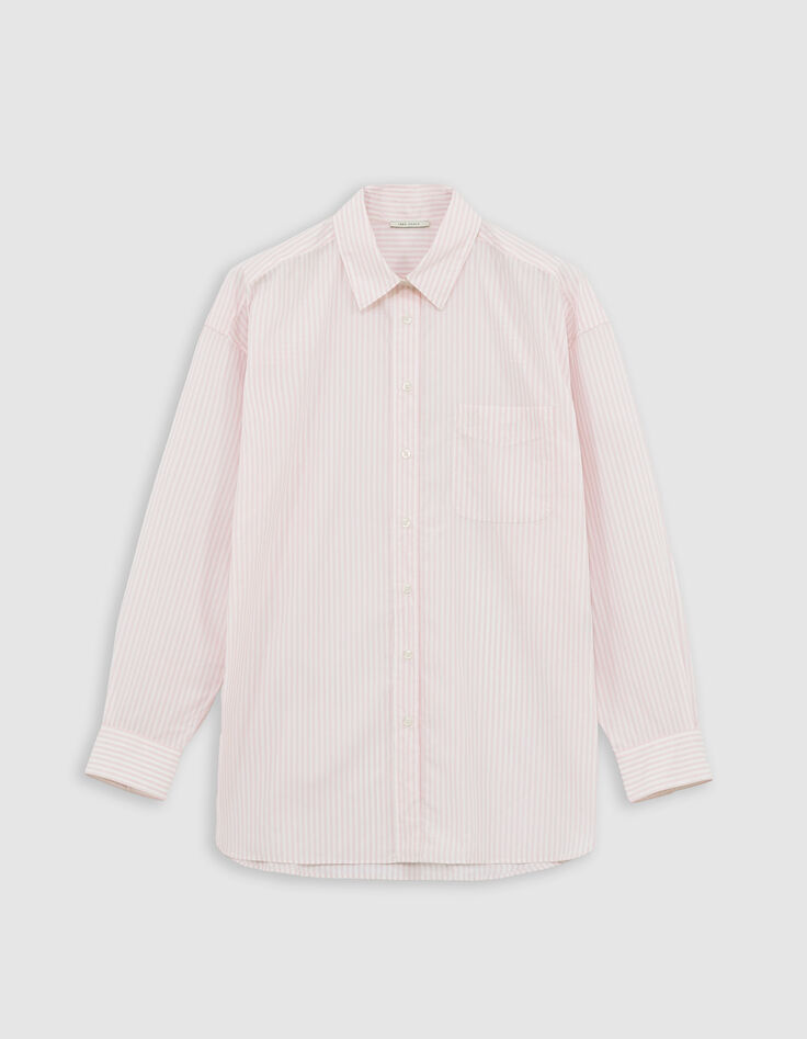 Chemise &agrave; rayures rose coton bio oversize Femme-6