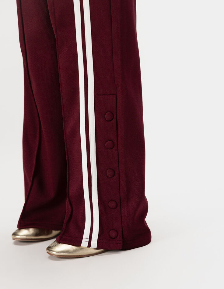 Girls’ burgundy joggers with white stripes-3 Girls’ burgundy joggers with white stripes-3