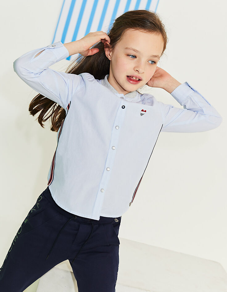 Chemise rayée flocage velours dos fille-6