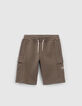 Khaki Jungencargobermudas aus Sweatstoff-1