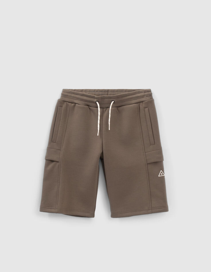 Khaki Jungencargobermudas aus Sweatstoff-1