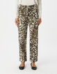 Jean droit marron &agrave; motif l&eacute;opard Anders Femme-3