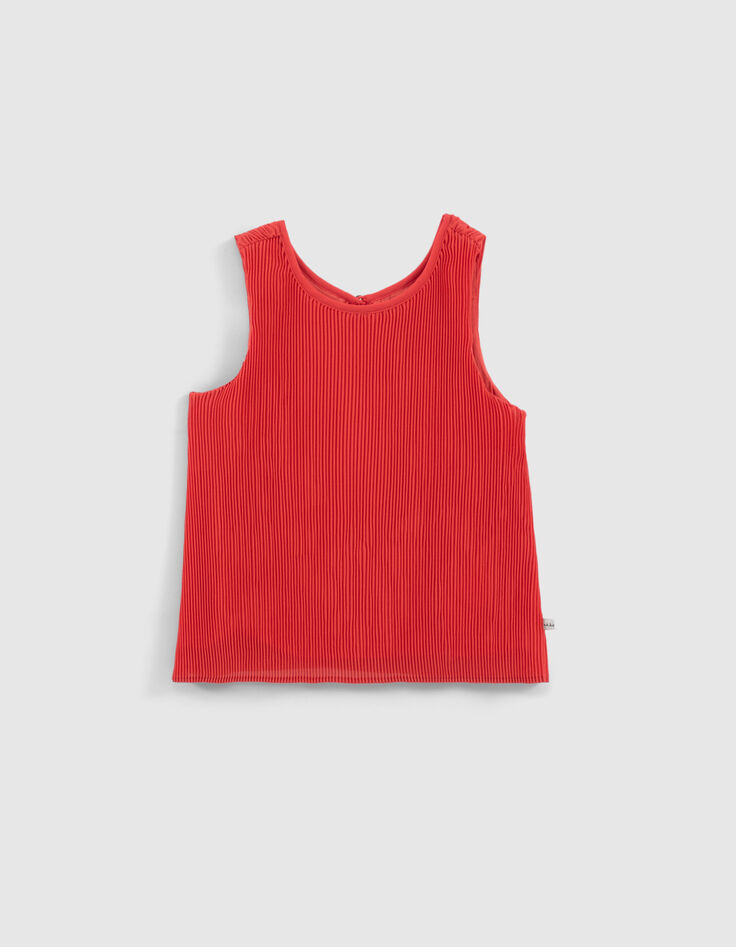 Camiseta tirantes roja fluida plisada niña-1