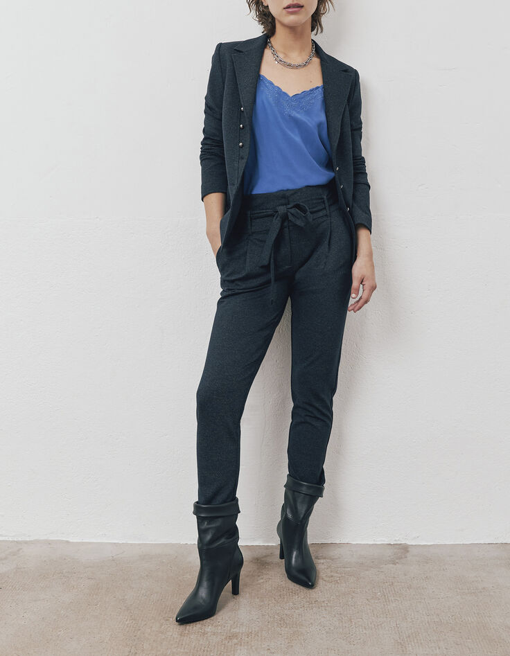Pantalón recto punto milano caviar azul marino mujer-1 Pantalón recto punto milano caviar azul marino mujer-1