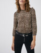 Women’s arabesque print Victorian high neck loose blouse-2