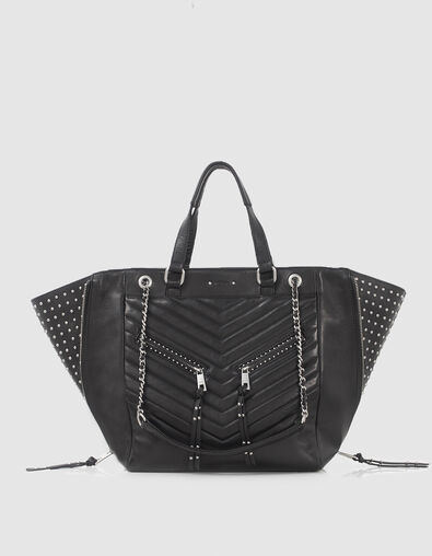 Sac cabas LE 1440 Rock noir cuir clout&eacute; Femme - IKKS