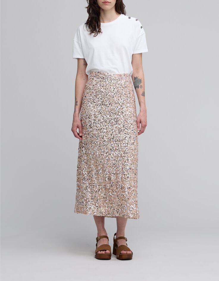Jupe champagne brodée sequins Femme-2