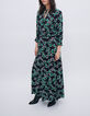 Lange zwarte jurk maxi bloemen Dames-1