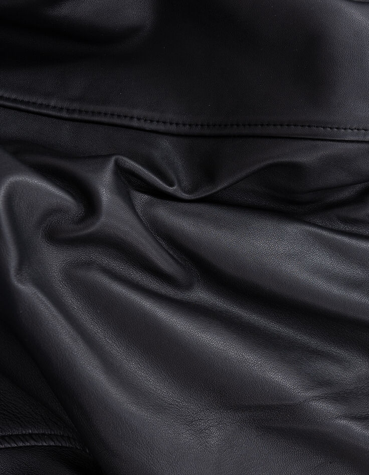 Schwarze Oversize-Damenbomberjacke aus Leder-6