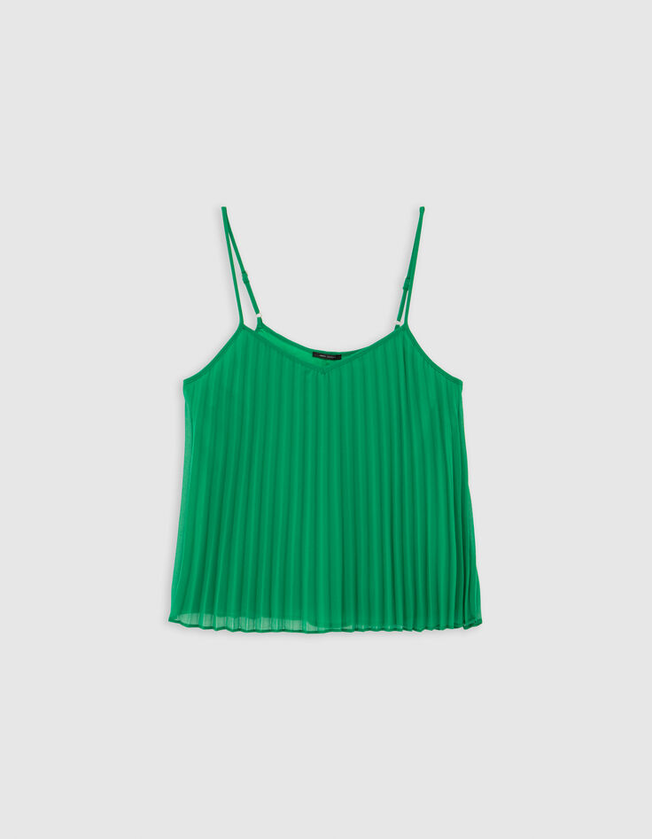 Caraco vert recyclé plissé doublé à bretelles Femme-7