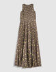Women's grey polka dot print maxi dress-5