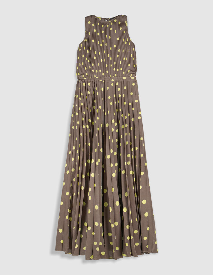 Women's grey polka dot print maxi dress-5