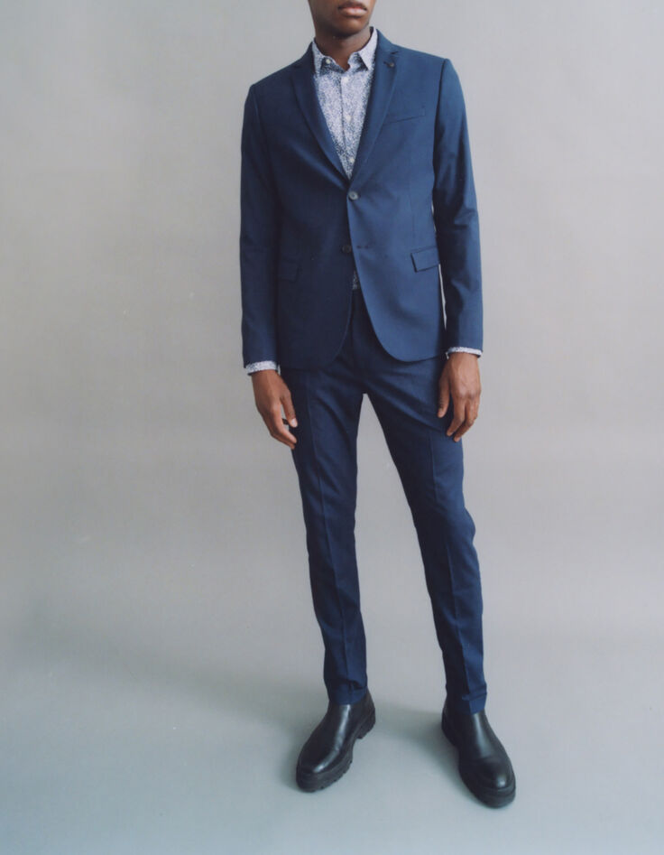 Men’s indigo decorative fabric SLIM suit trousers-4