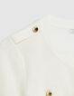 Cardigan manches courtes blanc tricot deux poches Femme-7