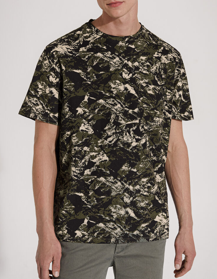 Men’s khaki camouflage print T-shirt-2