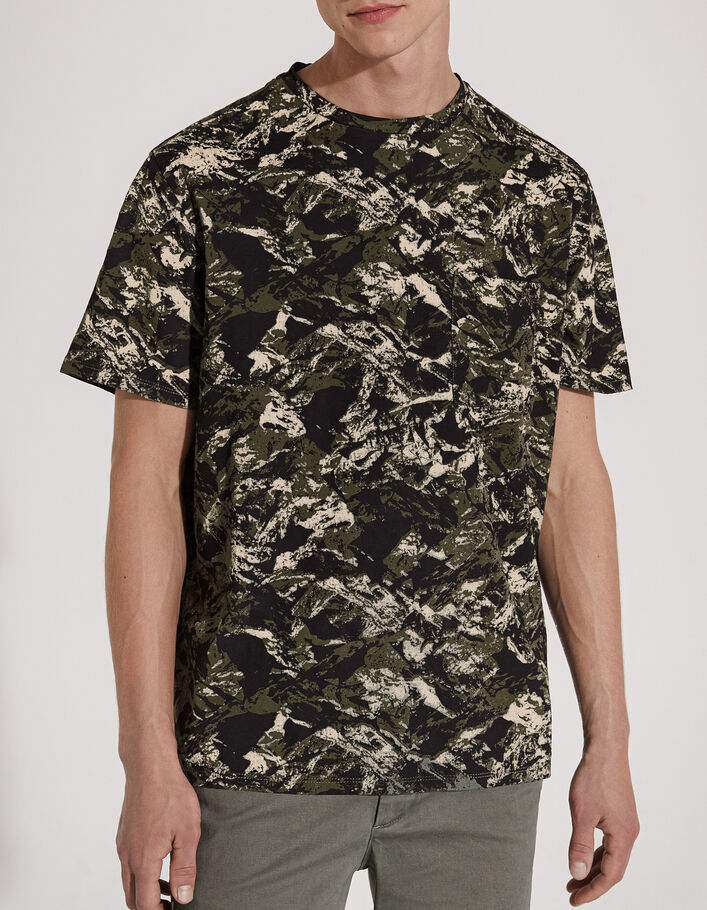 Tee-shirt kaki à imprimé camouflage Homme - IKKS