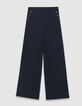 Women’s navy flannel cargo trousers-1