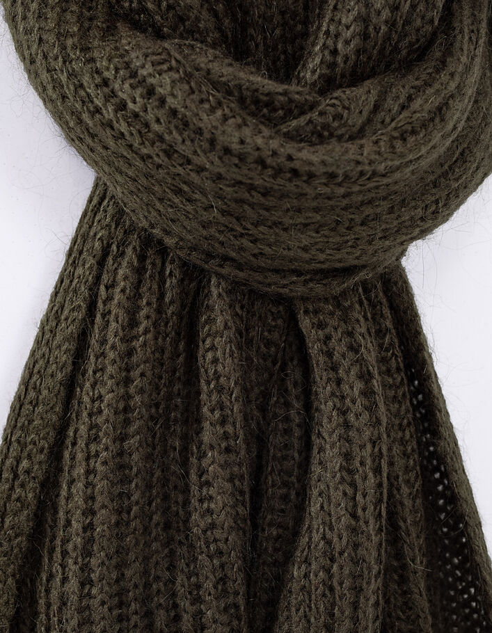 Women's khaki fluffy wool scarf - IKKS