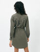 Women’s khaki Tencel shirt dress with studded back-4