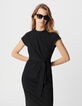 Vestido midi negro con lazo lateral Mujer-4