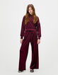 Girls’ burgundy velvet wide-leg joggers-1