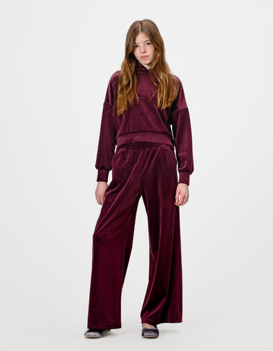 Girls’ burgundy velvet wide-leg joggers - IKKS