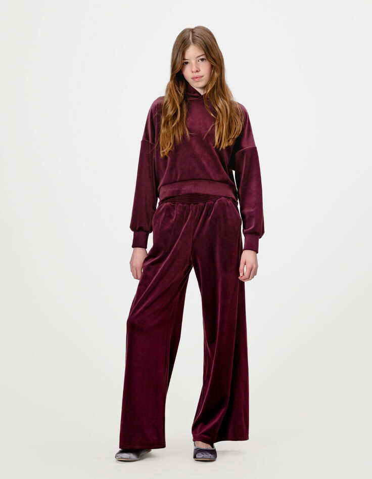 Bordeaux wideleg joggingbroek velours meisjes-1 Bordeaux wideleg joggingbroek velours meisjes-1