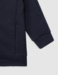 Boy's grey mixed-fabric cardigan with nylon quilted back-5