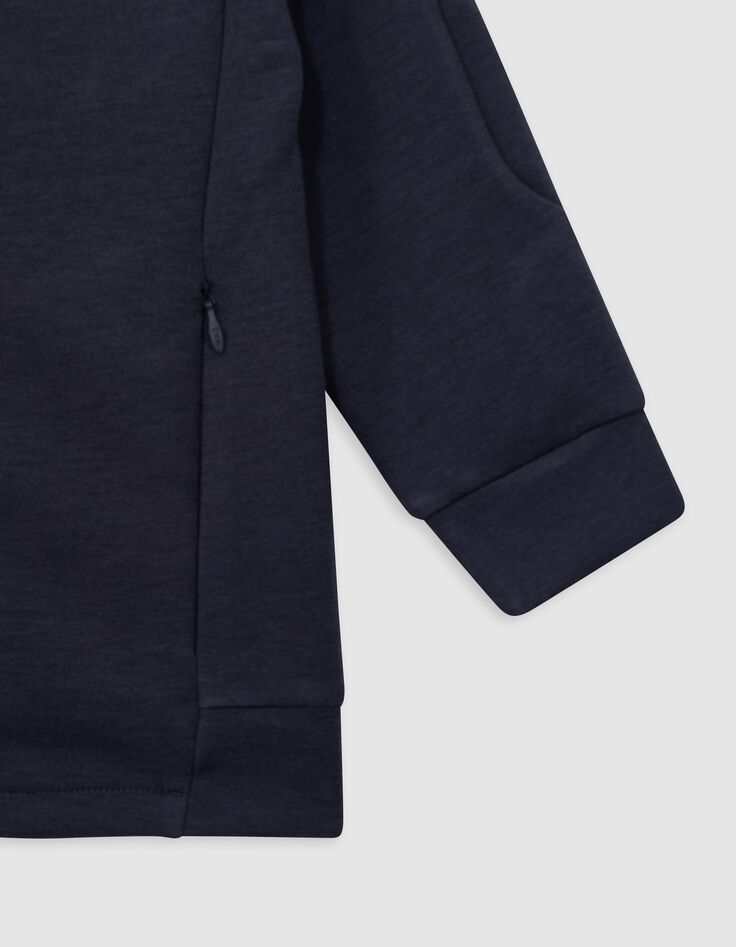 Boy's grey mixed-fabric cardigan with nylon quilted back-5