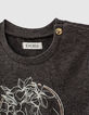 T-shirt gris tête de mort brodée bio bébé garçon -4