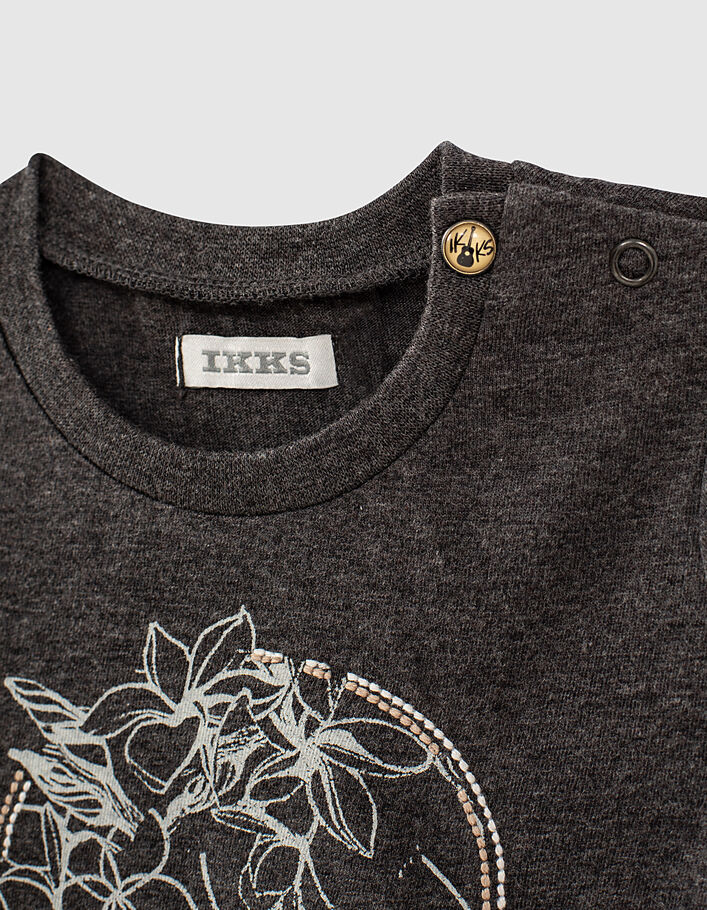 Baby boys’ grey organic T-shirt with embroidered skull - IKKS