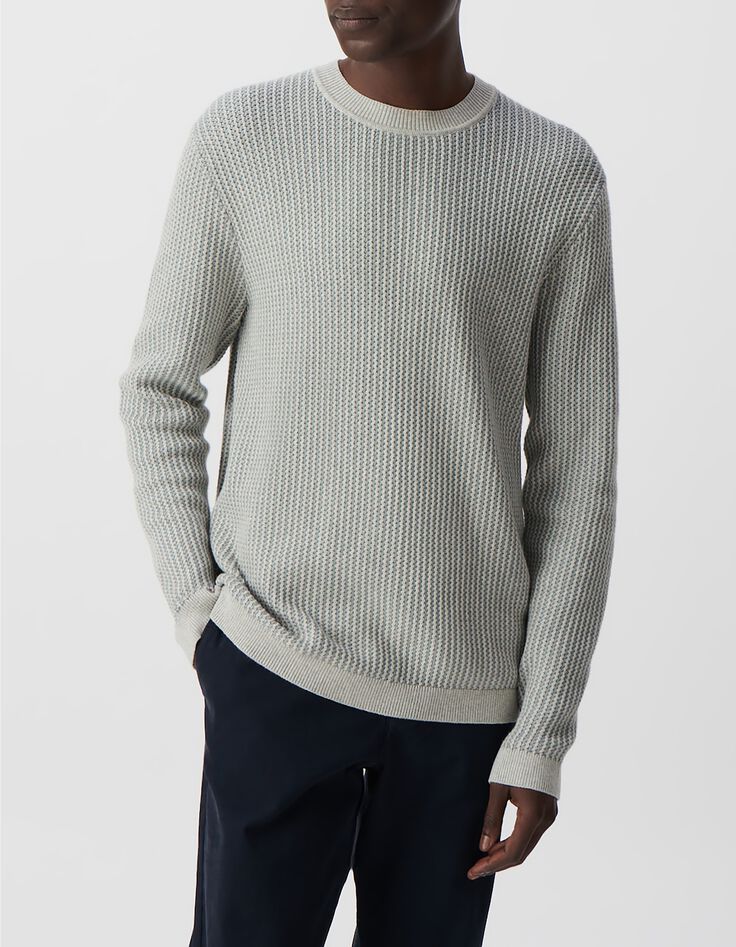 Herrenstrickpulloer, blaugrau, Jacquard-Muster-2