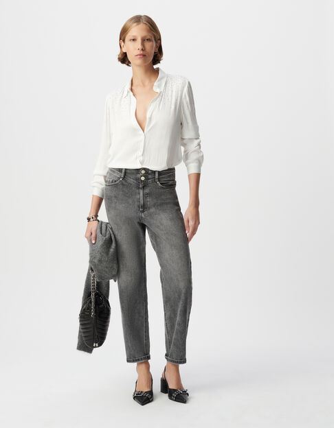 Women's white recycled polyester rhinestone shirt - IKKS
