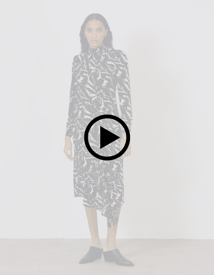 Jurk met zwarte zebrabloemenprint Dames-8