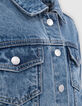 Blaue Waterless-Mädchenjeansjacke im Crop-Schnitt-5 Blaue Waterless-Mädchenjeansjacke im Crop-Schnitt-5