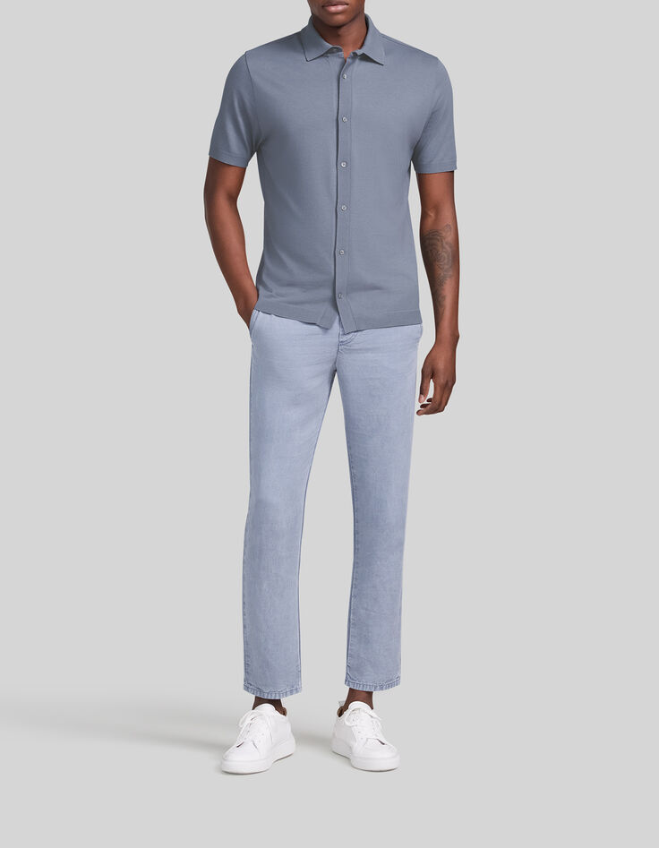Chemise light blue manches courtes en maille Homme-2