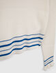 Girls’ white knit sweater with blue stripes-5