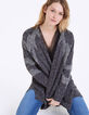 Lang grijs vest intarsia bliksem mouwen dames-1