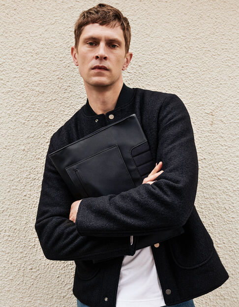 The clutch bag black nylon rubber effect Men - IKKS