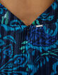 Women’s navy psychedelic floral print viscose long dress-6
