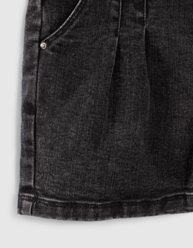 Short en jean noir délavé fille-6