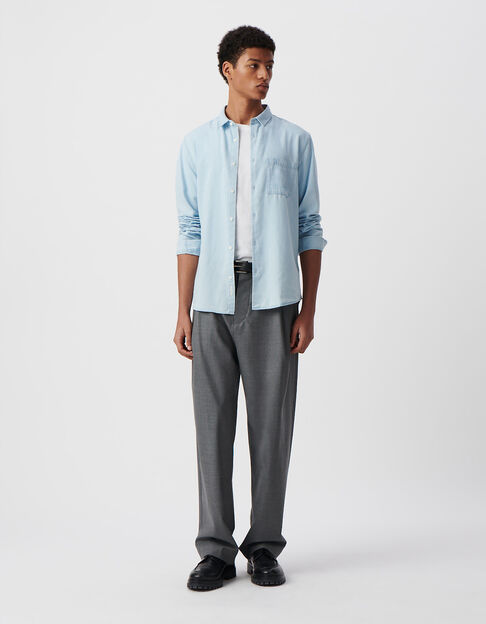 Chemise REGULAR bleue coton et Lyocell® Homme - IKKS
