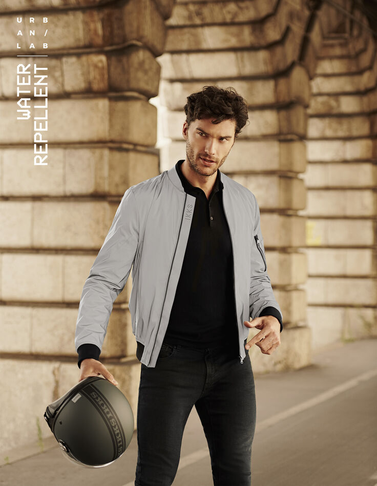 Blouson gris RÉFLÉCHISSANT esprit bomber Homme-1