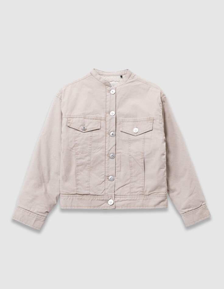 Beige Mädchenjacke aus gefüttertem Stoff-1